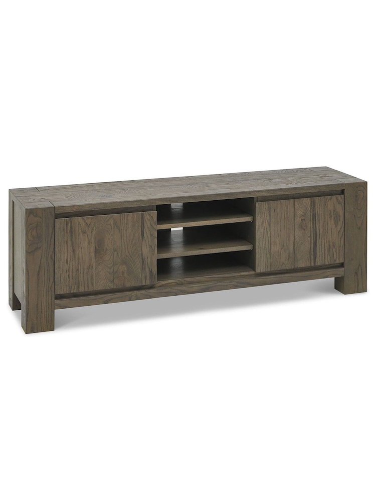 Bentley Designs Grey Logan Fumed Oak Entertainment Unit - Image 2 of 4