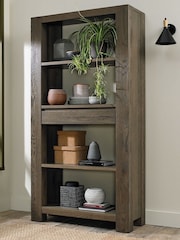 Bentley Designs Grey Logan Fumed Oak Open Display Unit - Image 1 of 4