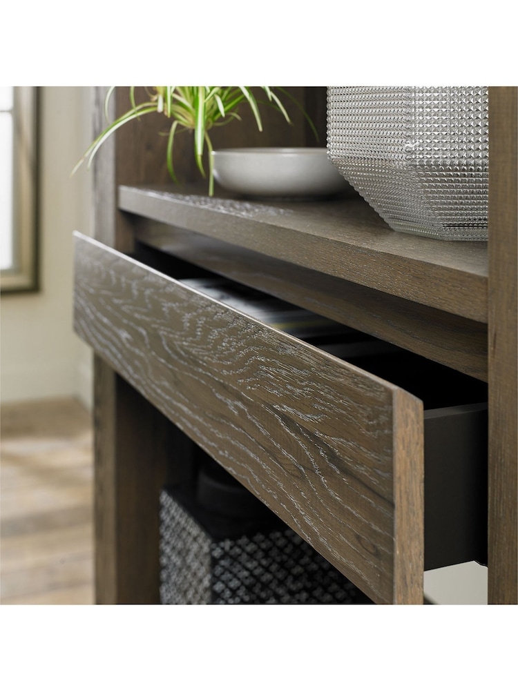 Bentley Designs Grey Logan Fumed Oak Open Display Unit - Image 2 of 4