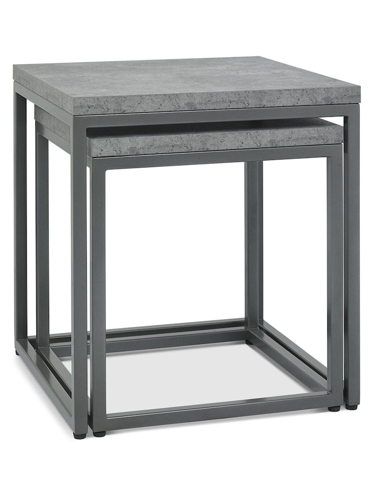 Bentley Designs Grey Renzo Zinc Dark Grey Nest of Tables - Image 2 of 4