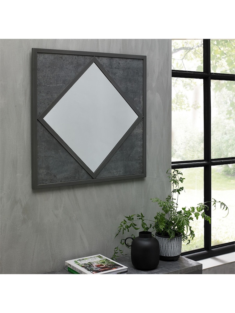 Bentley Designs Grey Renzo Zinc Dark Grey Wall Mirror - Image 1 of 5