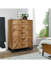 Bentley Designs Natural Riva Oak 5 Drawer Tall Chest - Image 1 of 4