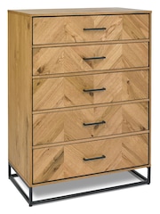 Bentley Designs Natural Riva Oak 5 Drawer Tall Chest - Image 2 of 4