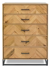Bentley Designs Natural Riva Oak 5 Drawer Tall Chest - Image 3 of 4