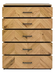 Bentley Designs Natural Riva Oak 5 Drawer Tall Chest - Image 4 of 4