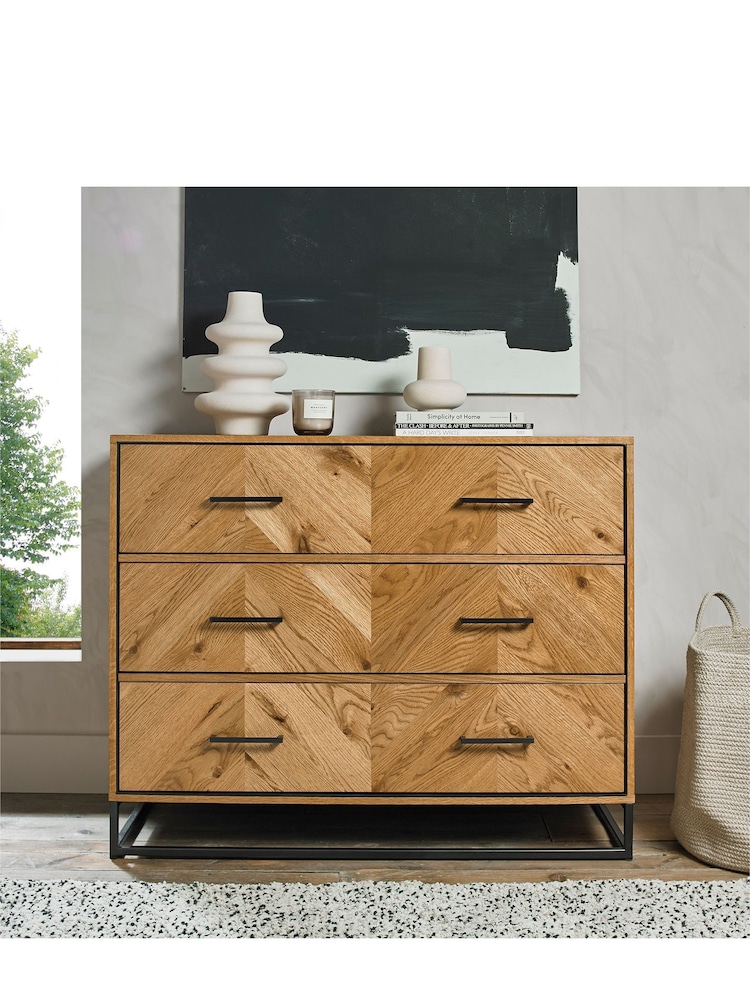 Bentley Designs Natural Riva Oak 3 Drawer Chest - Image 1 of 6