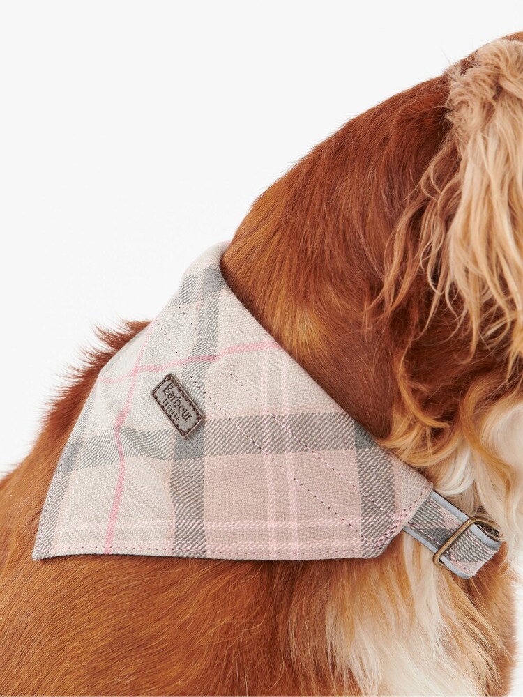 Barbour® Pink 100% Cotton Tartan Dog Bandana - Image 3 of 6