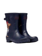 Joules Navy Blue Dog Mid Height Printed Molly Wellies - Image 2 of 6