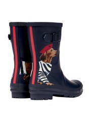 Joules Navy Blue Dog Mid Height Printed Molly Wellies - Image 3 of 6