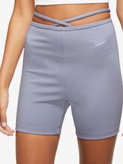 Nike Grey/Blue Modern High-Rise Bike Shorts - Image 1 of 4