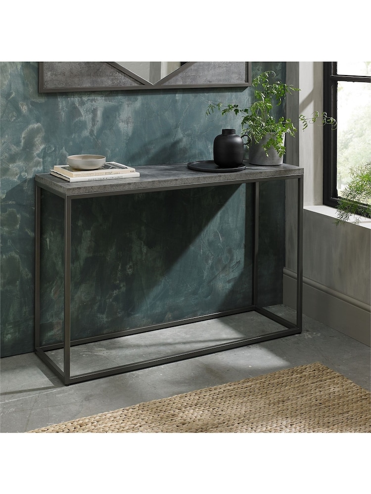 Bentley Designs Grey Renzo Zinc Dark Grey Console Table - Image 1 of 5