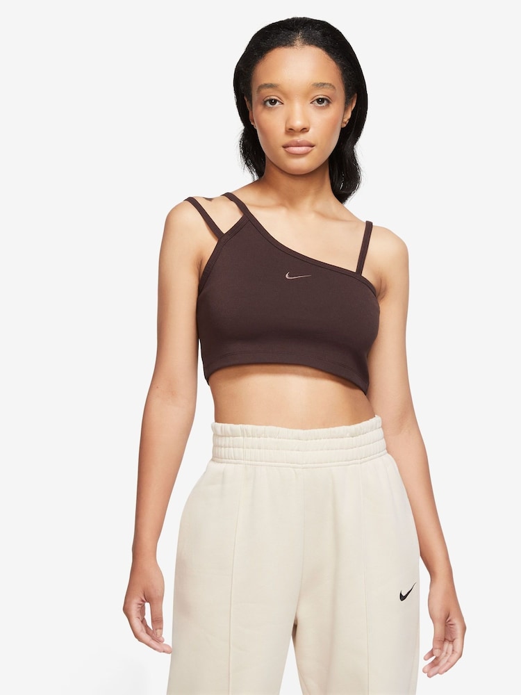 Nike Dark Brown Modern Asymmetrical Cropped Tank Top - Image 1 of 3