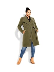 City Chic Green Sassy Military Coat - Image 1 of 4