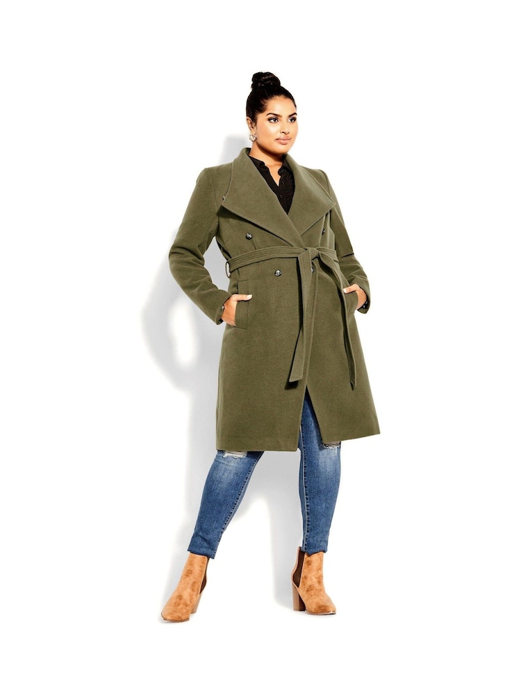 City Chic Green Sassy Military Coat - Image 1 of 4 City Chic Green Sassy Military Coat - Image 1 of 4