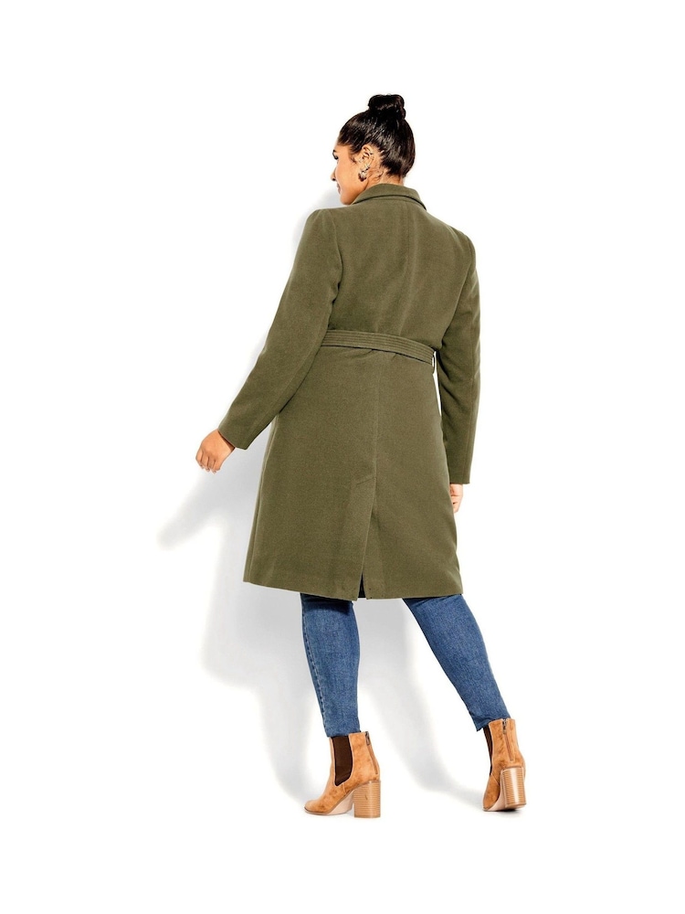 City Chic Green Sassy Military Coat - Image 2 of 4 City Chic Green Sassy Military Coat - Image 2 of 4