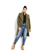 City Chic Green Sassy Military Coat - Image 3 of 4