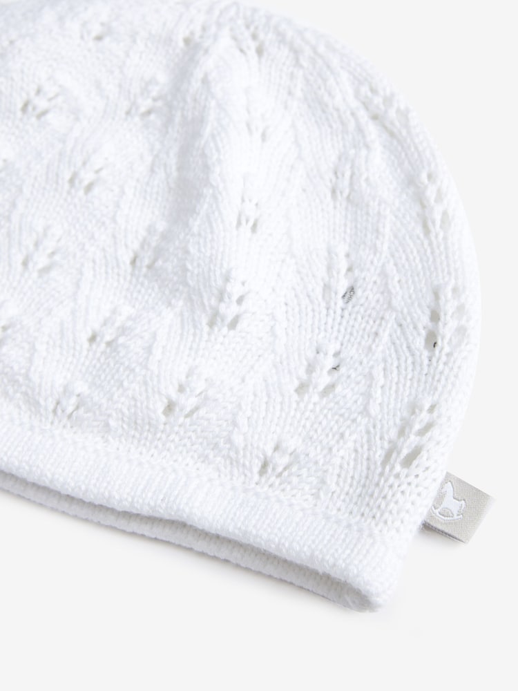 The Little Tailor 100% Cotton Pointelle Knitted Baby Hat - Image 3 of 3