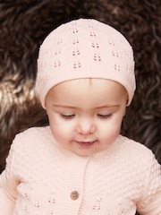 The Little Tailor 100% Cotton Pointelle Knitted Baby Hat - Image 1 of 3