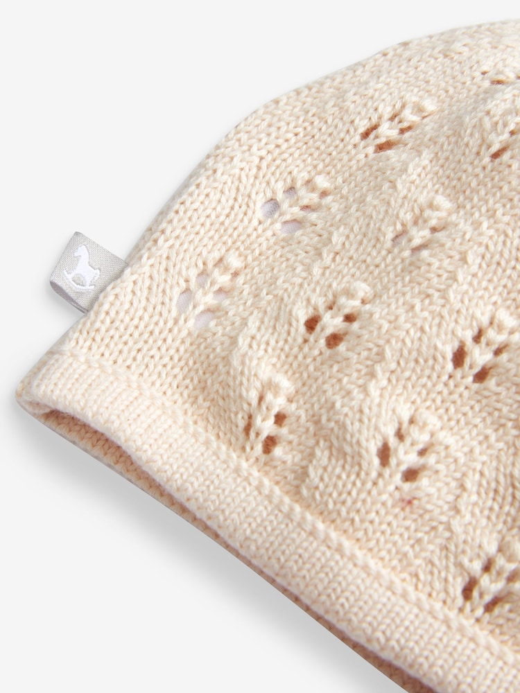 The Little Tailor 100% Cotton Pointelle Knitted Baby Hat - Image 3 of 3