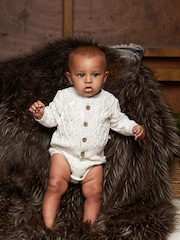 The Little Tailor Baby Chunky Cable Knit 100% Cotton Cardigan - Image 1 of 6
