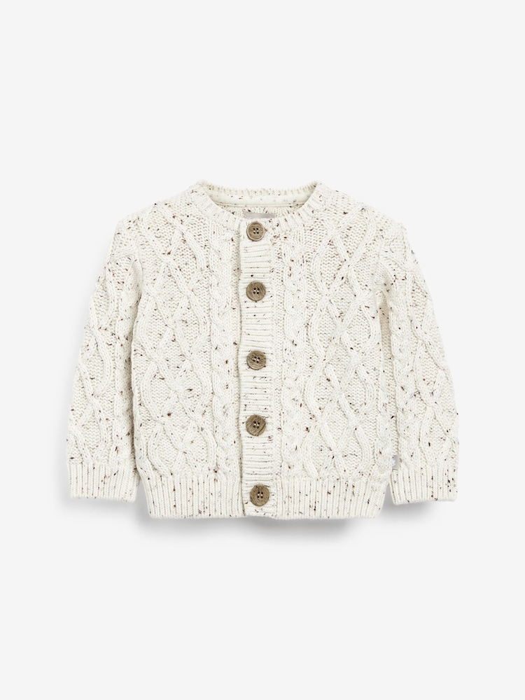 The Little Tailor Baby Chunky Cable Knit 100% Cotton Cardigan - Image 4 of 6