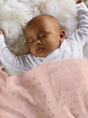 The Little Tailor Pink 100% Cotton Pointelle Baby Blanket - Image 1 of 4