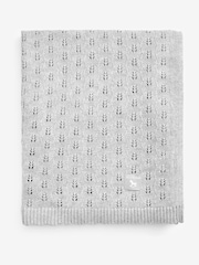 The Little Tailor Grey 100% Cotton Pointelle Baby Blanket - Image 2 of 4