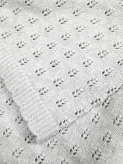 The Little Tailor Grey 100% Cotton Pointelle Baby Blanket - Image 4 of 4