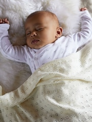The Little Tailor Cream 100% Cotton Pointelle Baby Blanket - Image 1 of 4