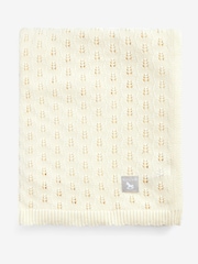 The Little Tailor Cream 100% Cotton Pointelle Baby Blanket - Image 2 of 4