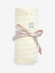 The Little Tailor Cream 100% Cotton Pointelle Baby Blanket - Image 3 of 4