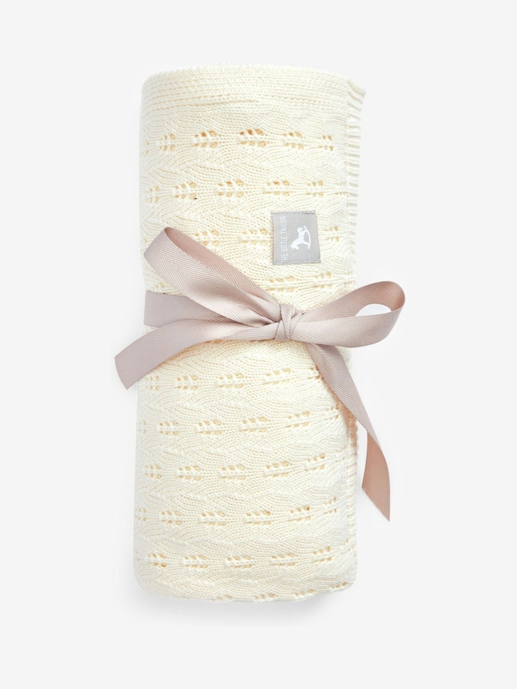 The Little Tailor Cream 100% Cotton Pointelle Baby Blanket - Image 3 of 4