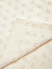 The Little Tailor Cream 100% Cotton Pointelle Baby Blanket - Image 4 of 4