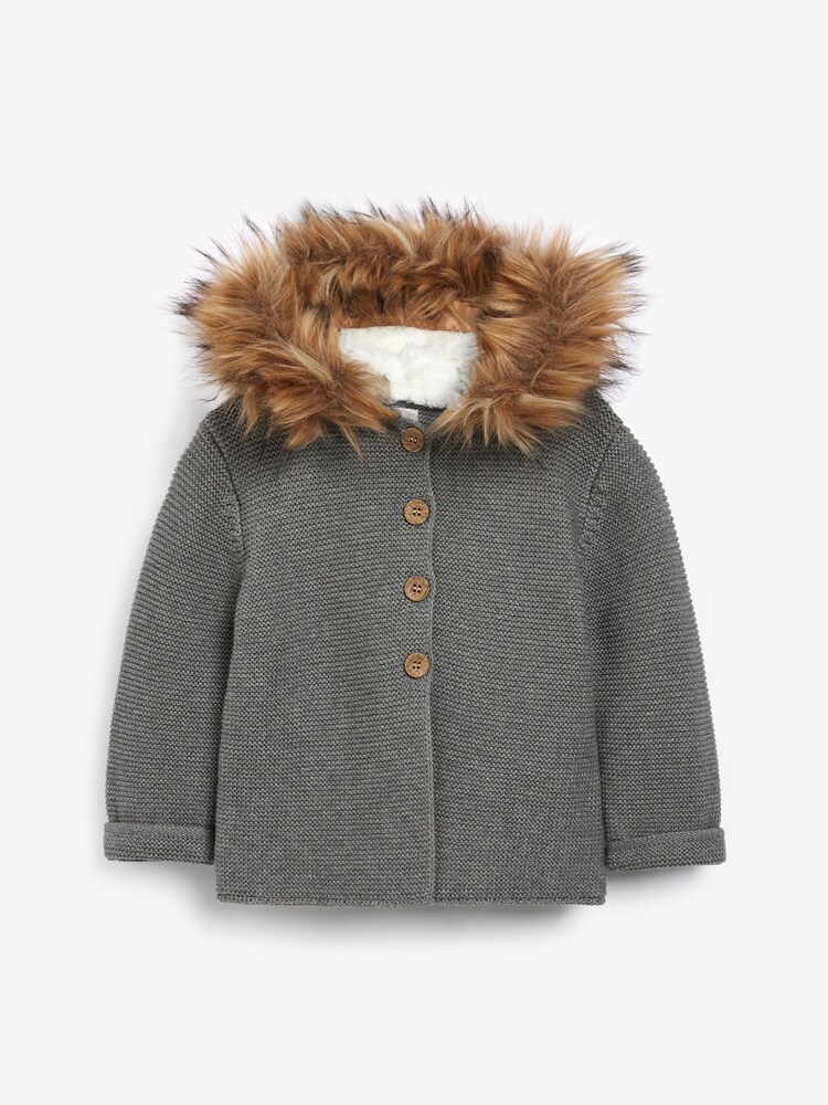 The Little Tailor Baby Faux-Fur Trimmed Hooded Jacket - Image 2 of 4