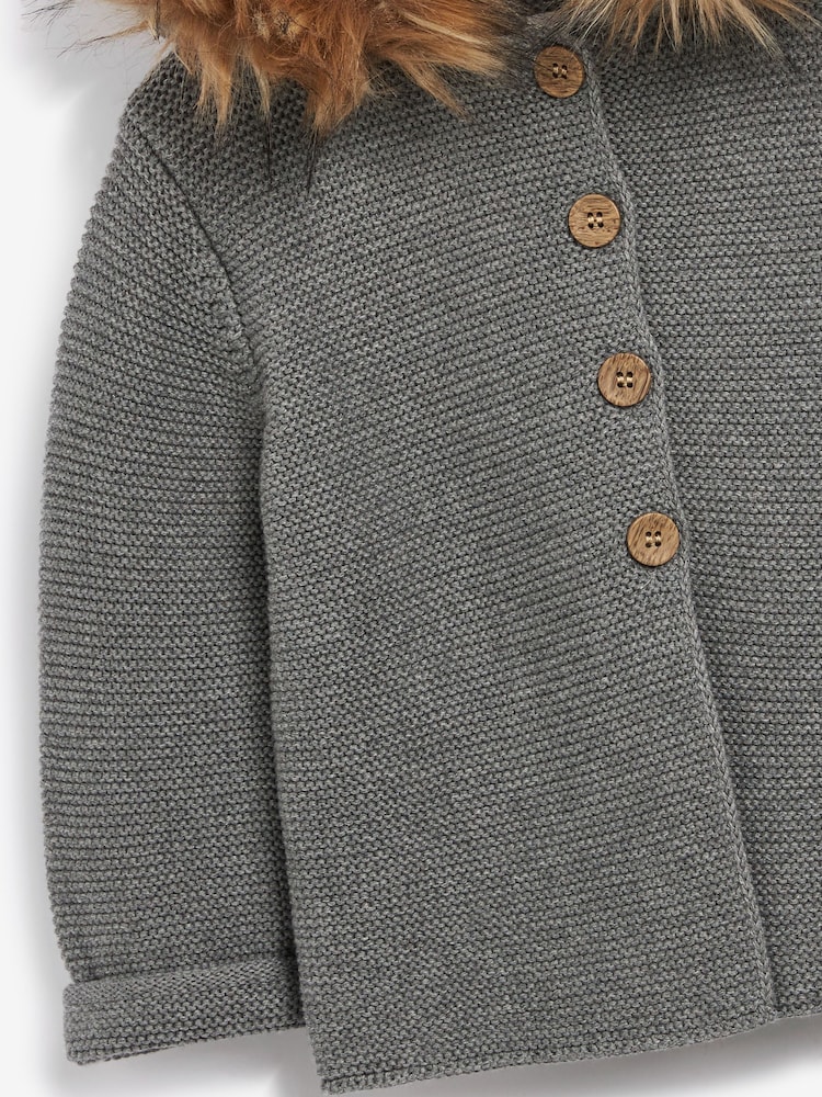 The Little Tailor Baby Faux-Fur Trimmed Hooded Jacket - Image 4 of 4