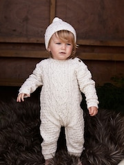 Haferflocken - The Little Tailor Baby-Geschenkset mit Strampler und Mütze Zopfmuster aus 100 % Baumwolle - Bild 1 von 9