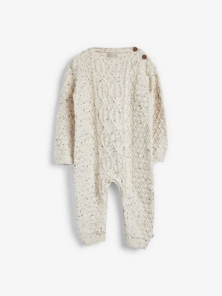 The Little Tailor Cable Knit 100% Cotton Romper And Hat Baby Gift Set - Image 3 of 9