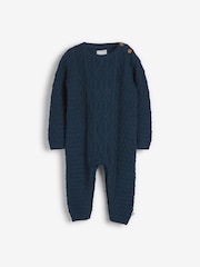 The Little Tailor Cable Knit 100% Cotton Romper And Hat Baby Gift Set - Image 3 of 9