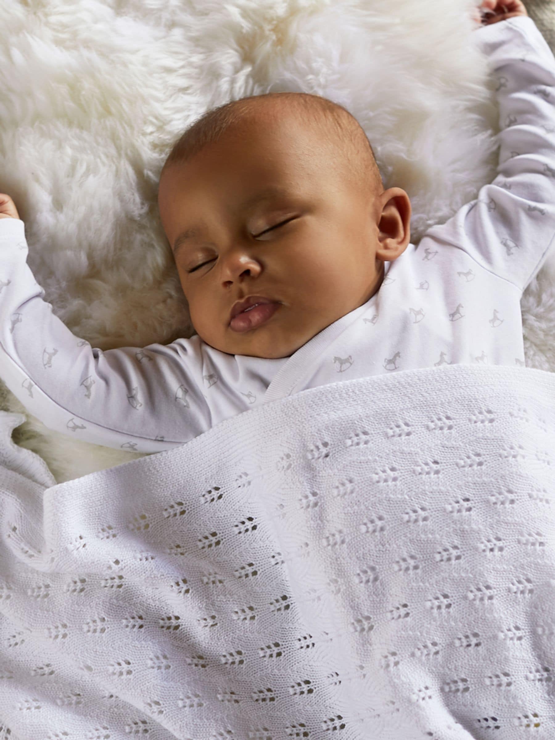 The Little Tailor White The Little Tailor Cotton Pointelle Baby Blanket view 1