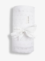 The Little Tailor White 100% Cotton Pointelle Baby Blanket - Image 2 of 4