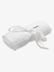 The Little Tailor White 100% Cotton Pointelle Baby Blanket - Image 3 of 4