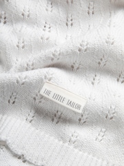 The Little Tailor White 100% Cotton Pointelle Baby Blanket - Image 4 of 4