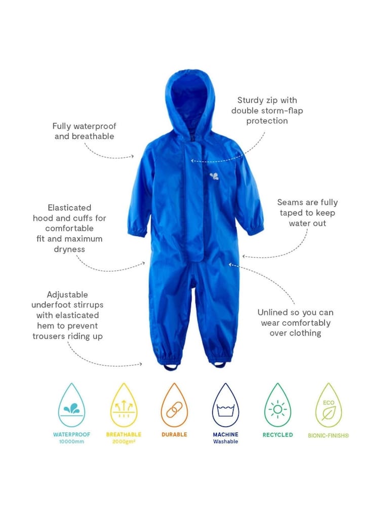 Azul - Mono impermeable todo en uno de Muddy Puddles Originals - Imagen 5 de 5 Azul - Mono impermeable todo en uno de Muddy Puddles Originals - Imagen 5 de 5