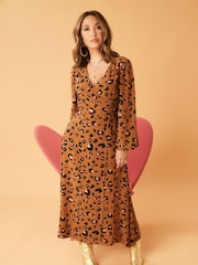 Animal - Myleene Klass Midi-Wickelkleid mit Animalprint - Bild 1 von 7
