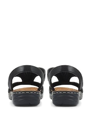 črna - Pavers širok kroj Slingback Usnjeni sandali - Slika 3 iz 5