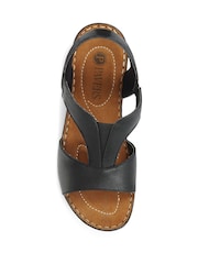 črna - Pavers širok kroj Slingback Usnjeni sandali - Slika 4 iz 5