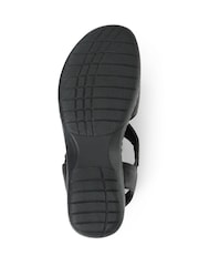 črna - Pavers širok kroj Slingback Usnjeni sandali - Slika 5 iz 5