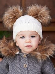The Little Tailor Double Pom Pom Knitted Hat - Image 1 of 3
