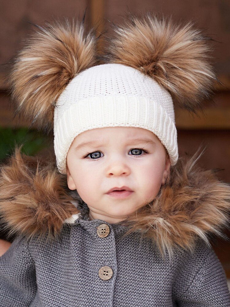 The Little Tailor Double Pom Pom Knitted Hat - Image 1 of 3 The Little Tailor Double Pom Pom Knitted Hat - Image 1 of 3