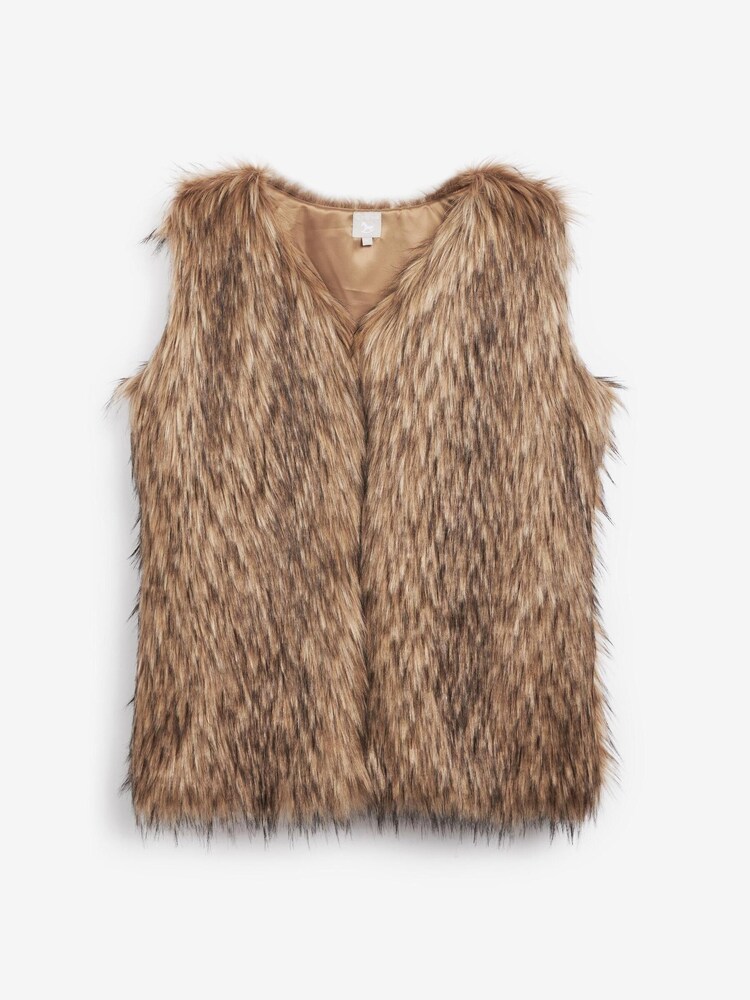 The Little Tailor Brown Ladies Faux-Fur Gilet - Image 1 of 3